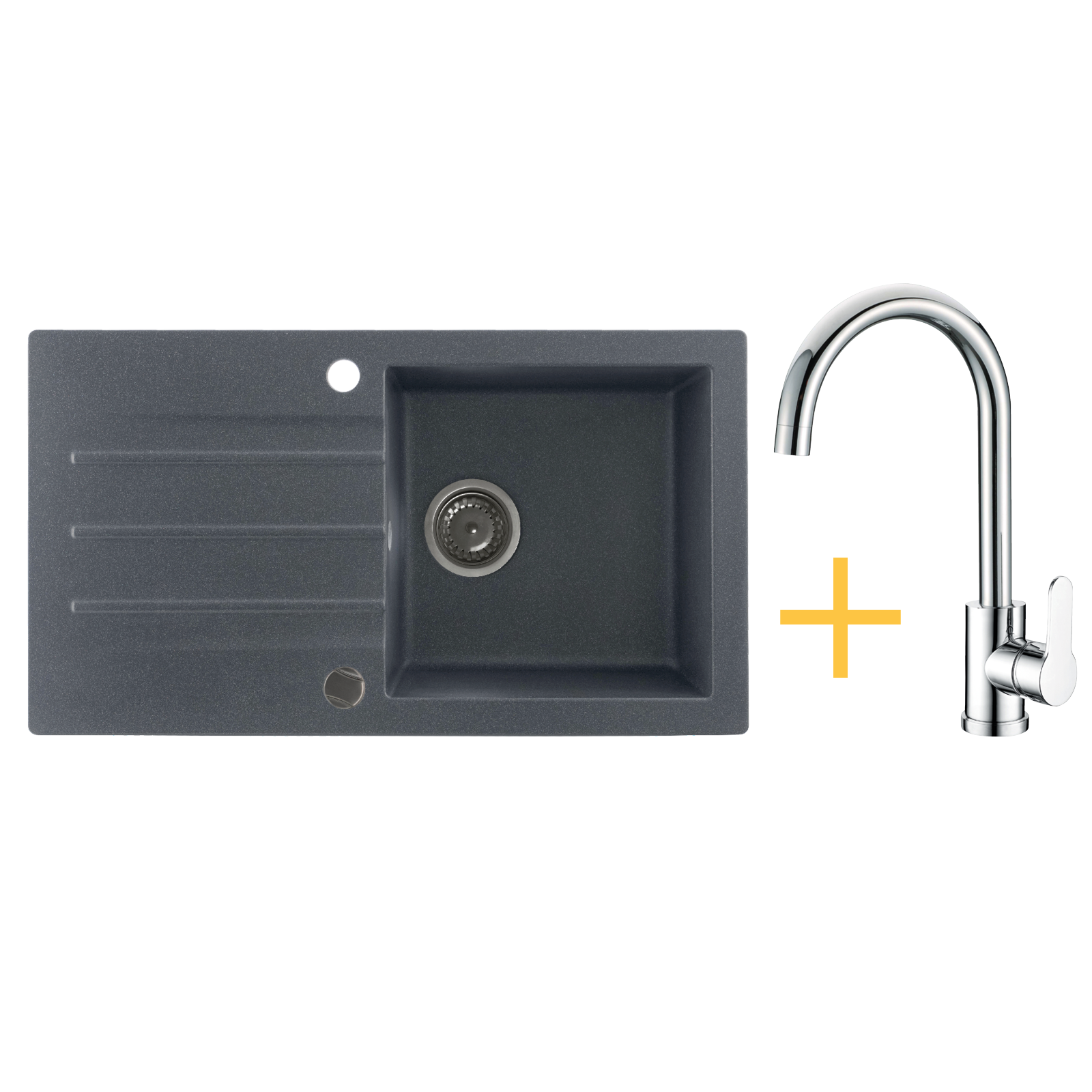 Zestaw zlewozmywak KGS A 50 1B1D Graphite + bateria KWT 30 Chrome