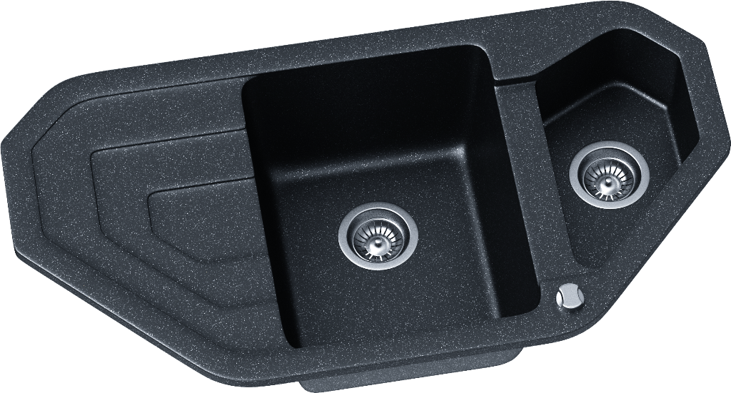 Czarny trwały zlew KGS R 90 A 1,5B1D BLACK METALLIC