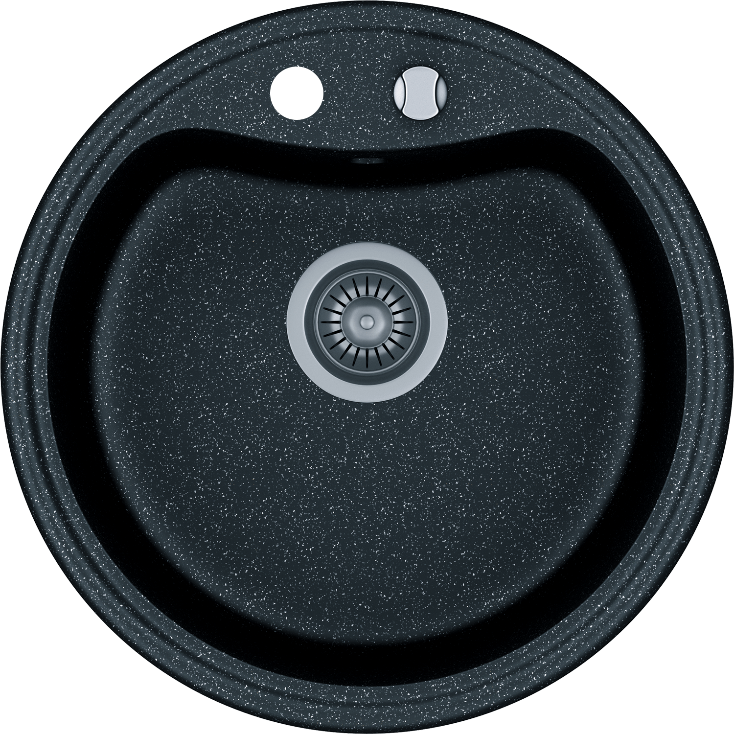 Czarny zlewozmywak okrągły Kernau KGS T 51 1B BLACK METALLIC