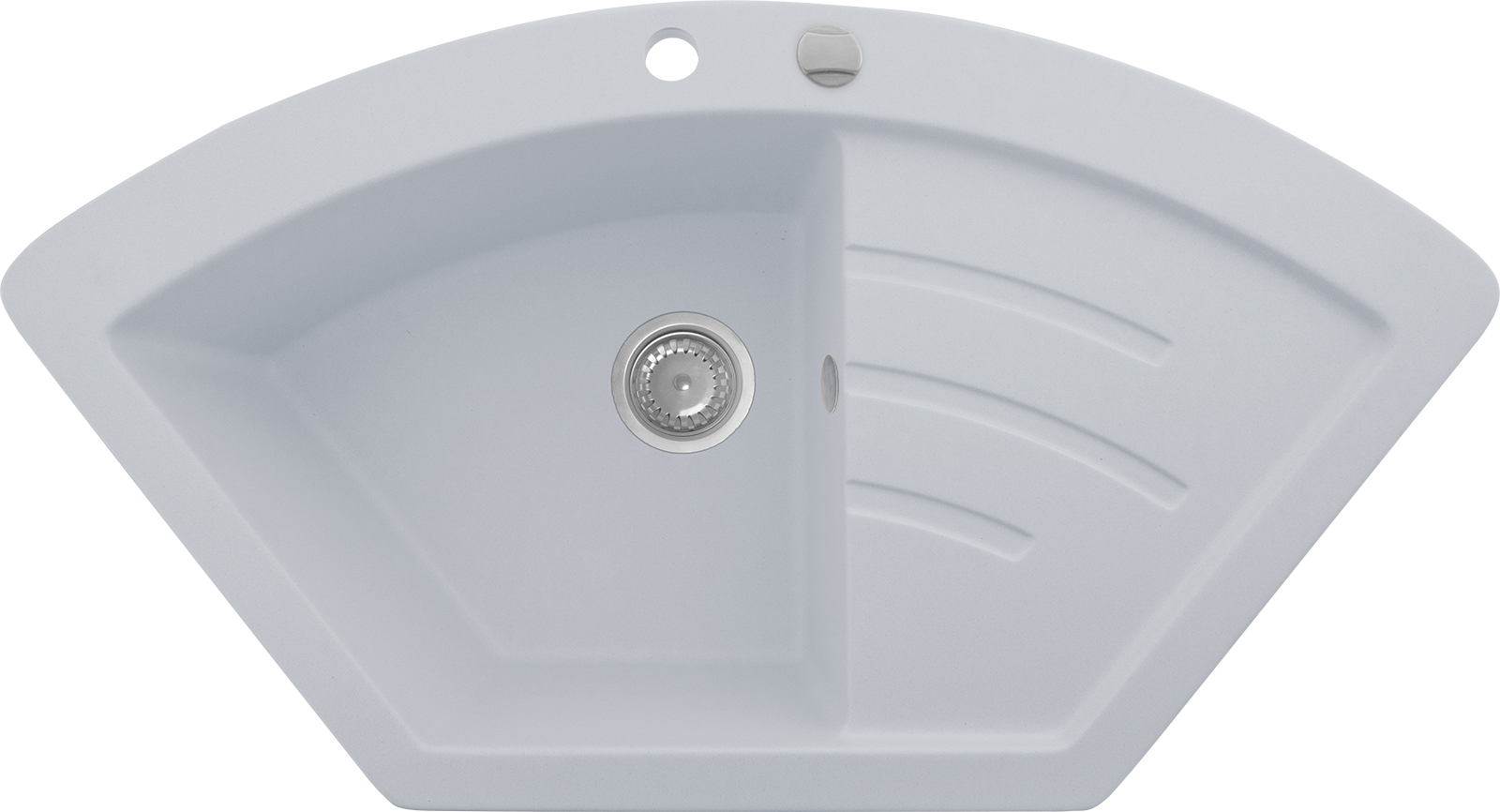 Biały zlewozmywak granitowy narożny Kernau KGS V 90 A 1B1D Pure White