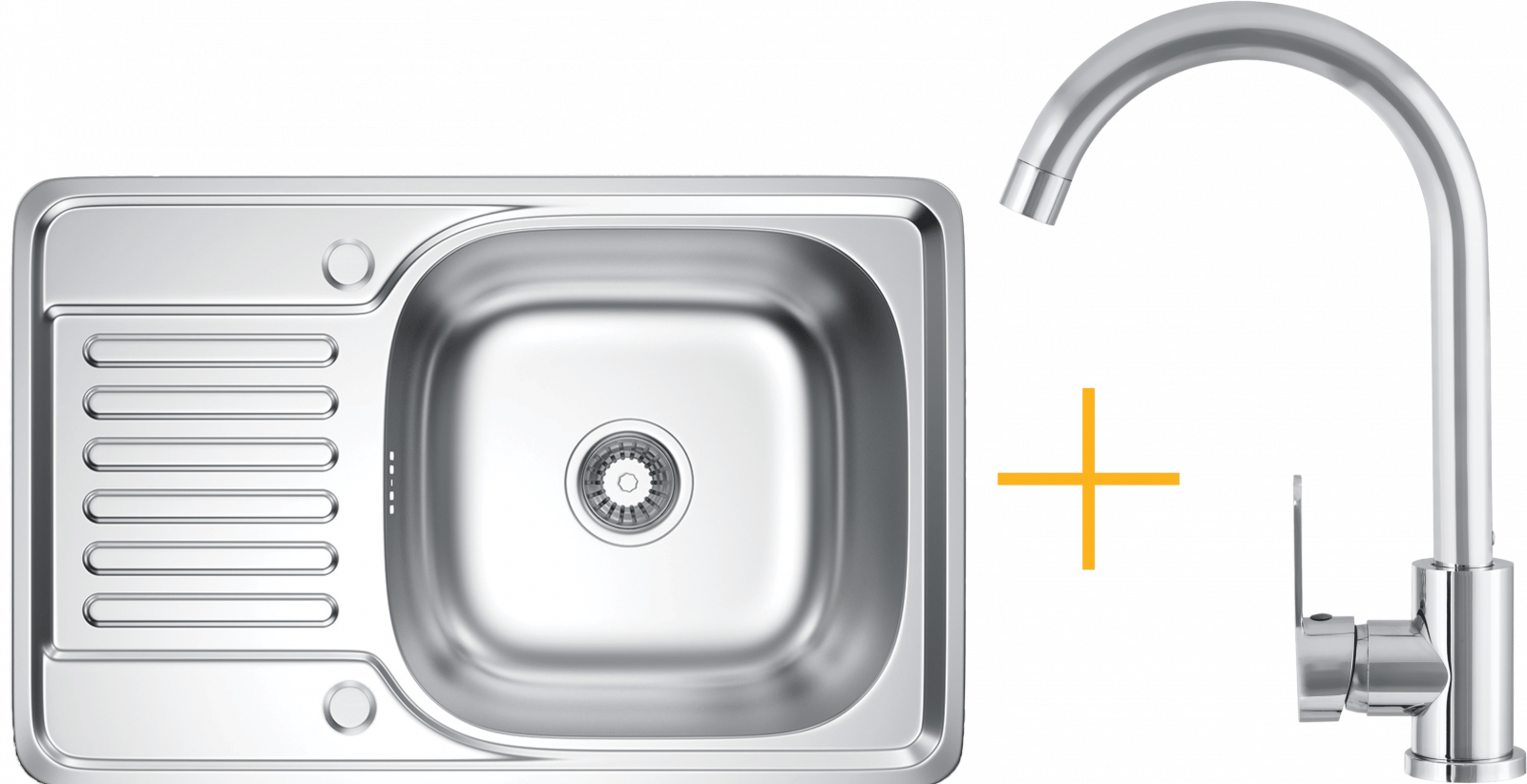 Zestaw zlewozmywak KSS M 4566 1B1D Satin + bateria kuchenna KWT 41 Chrome