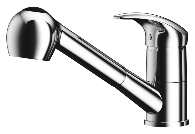 Bateria stalowa z obrotową wylewką KWT 04 PO CHROME