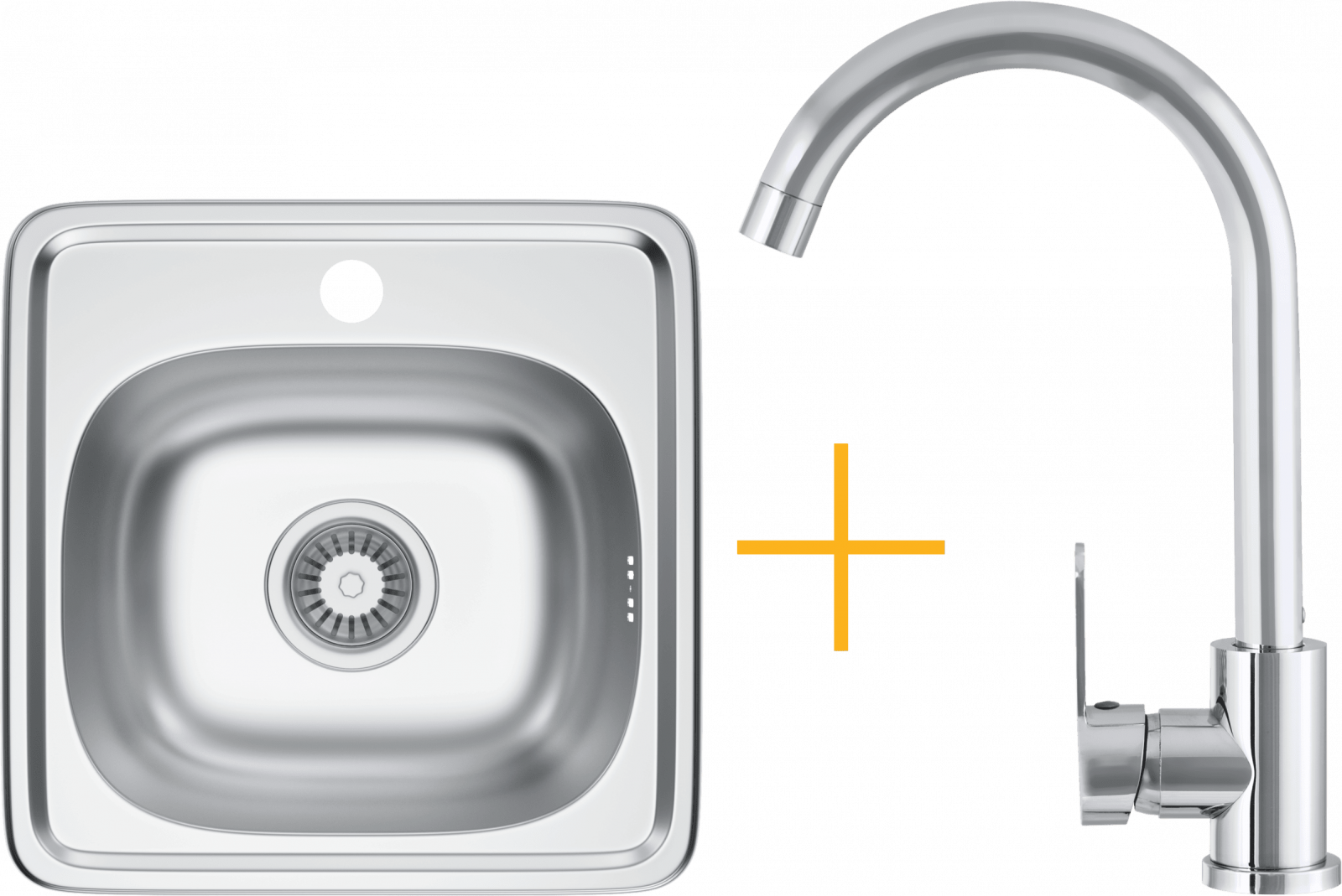 Zestaw zlewozmywak KSS M 3538 1B SATIN + bateria KWT 41 CHROME