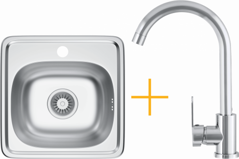 Zestaw zlewozmywak KSS M 3538 1B SATIN + bateria KWT 41 CHROME