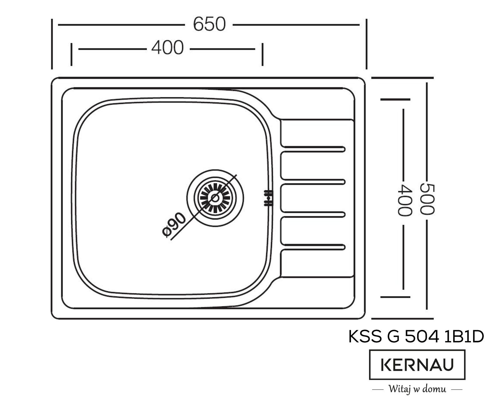 Zlewozmywak Stalowy KSS G 504 1B1D LINEN Producent Kernau