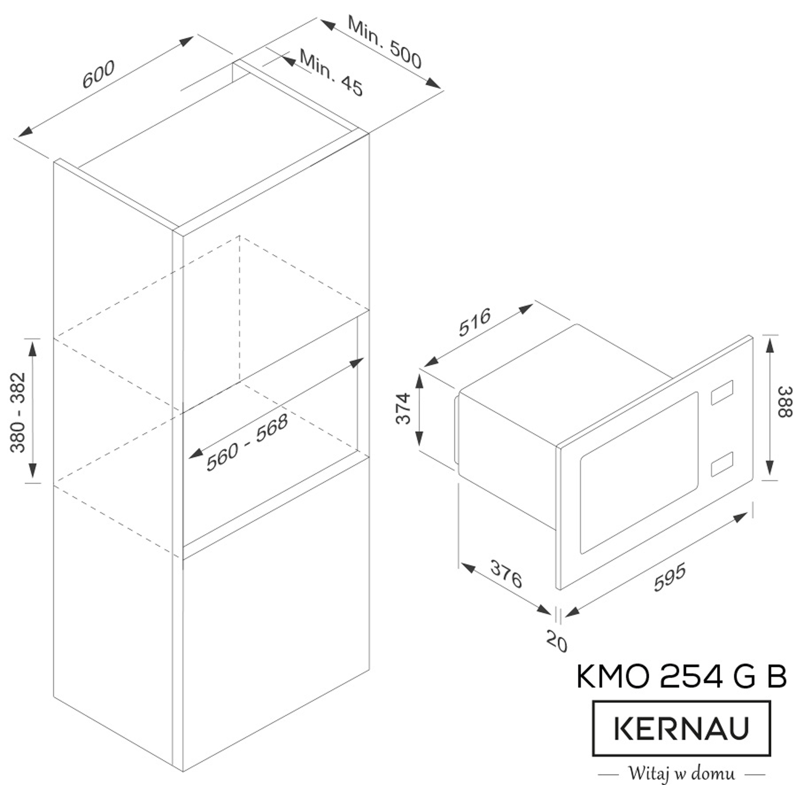 Kuchenka mikrofalowa czarna Kernau KMO 254 G B