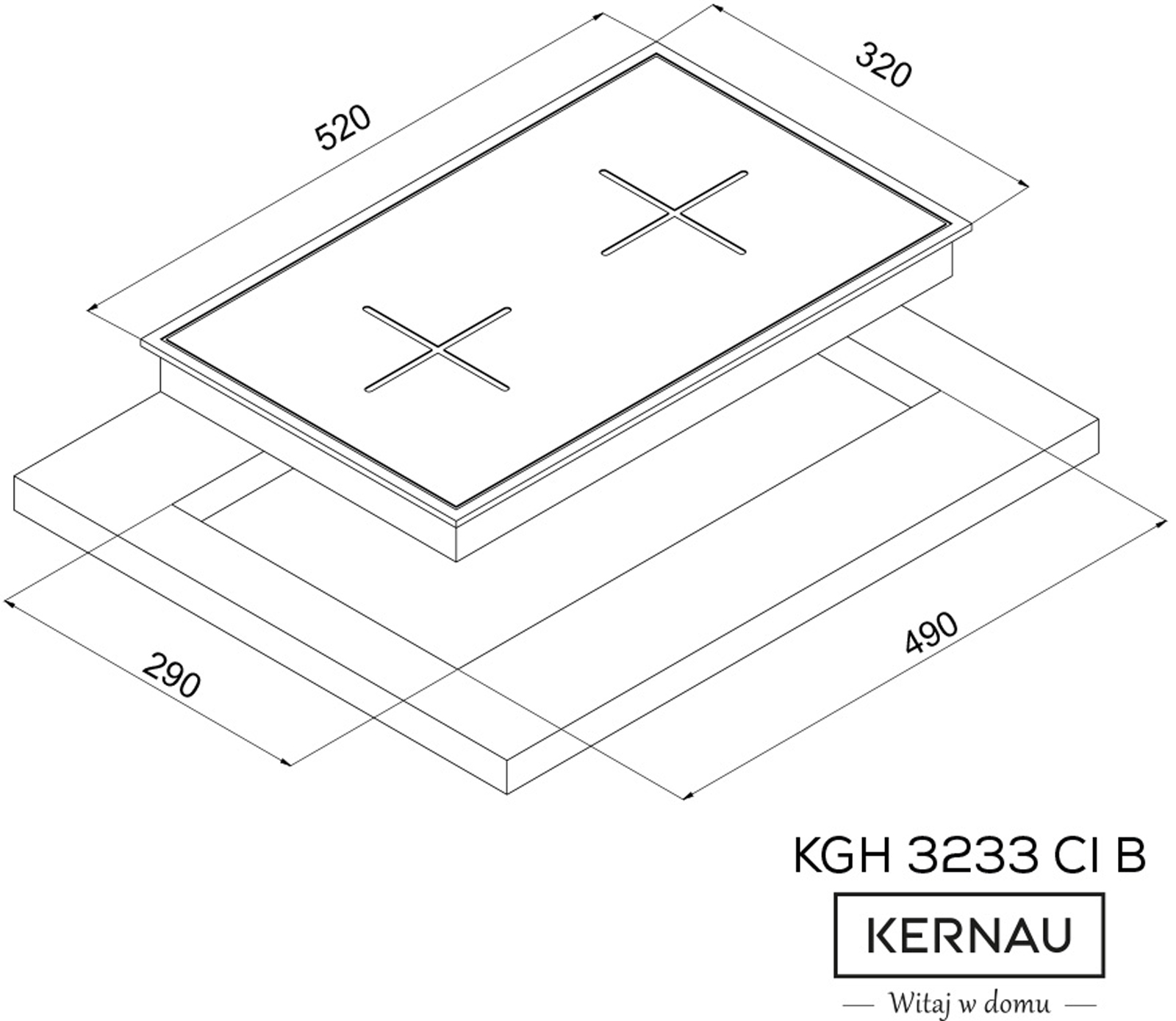 Płyta gazowa dwupalnikowa do zabudowy Kernau KGH 3233 CI B
